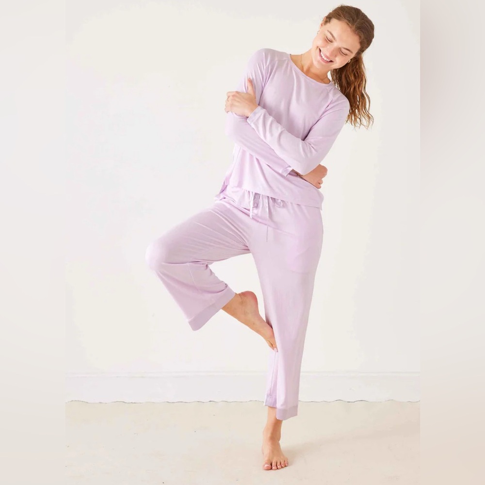 Mersea Satin Sailor Modal Pajama Set - Moonlit Lilac Size M